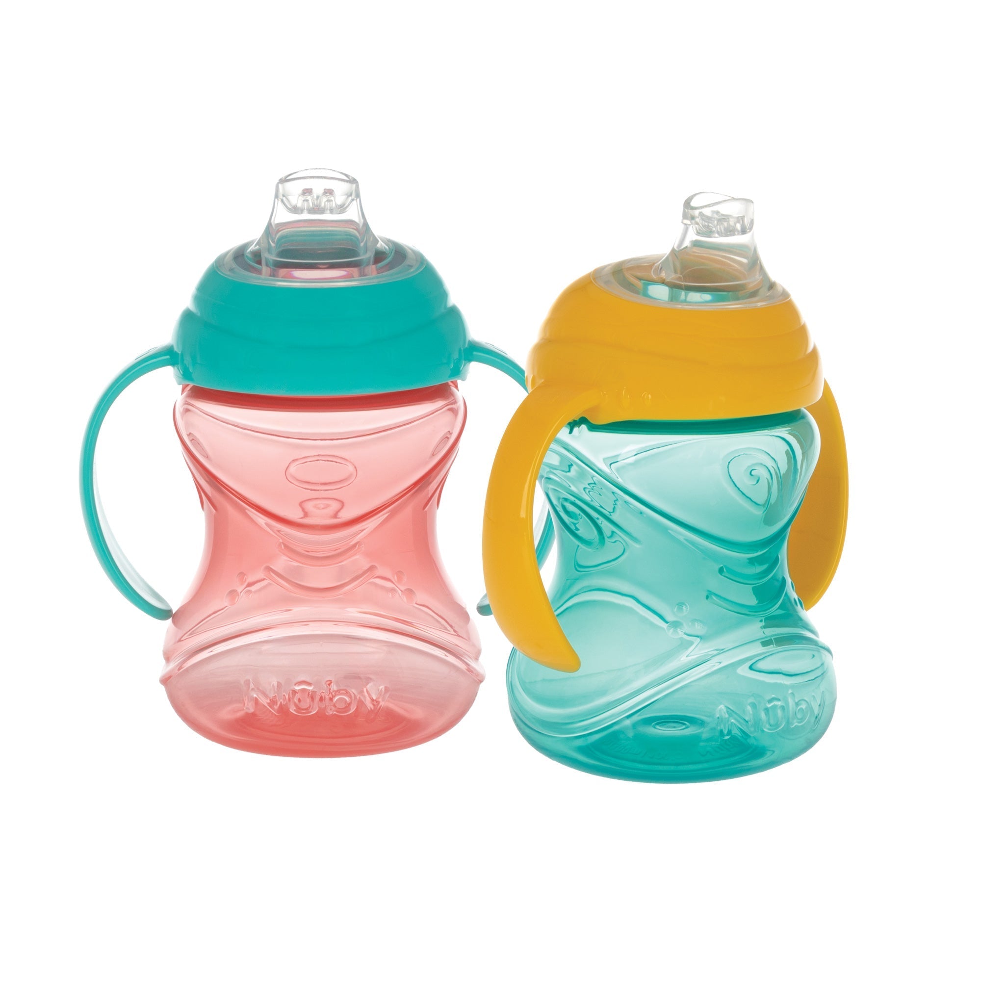 Clik-It Soft Spout Grip N' Sip Trainer Cup (2 Pack) | Aqua/Yellow