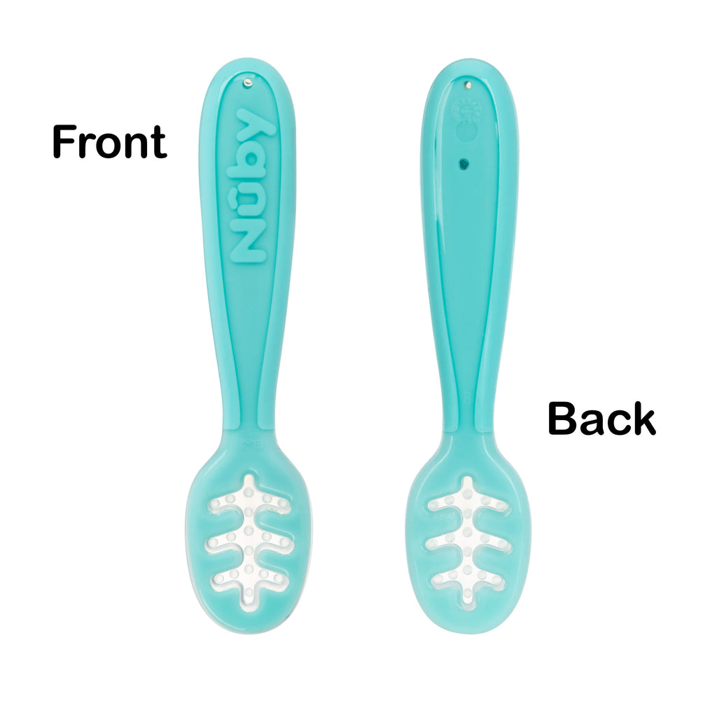 Baby's First Spoons | Aqua, Grey, & Blue