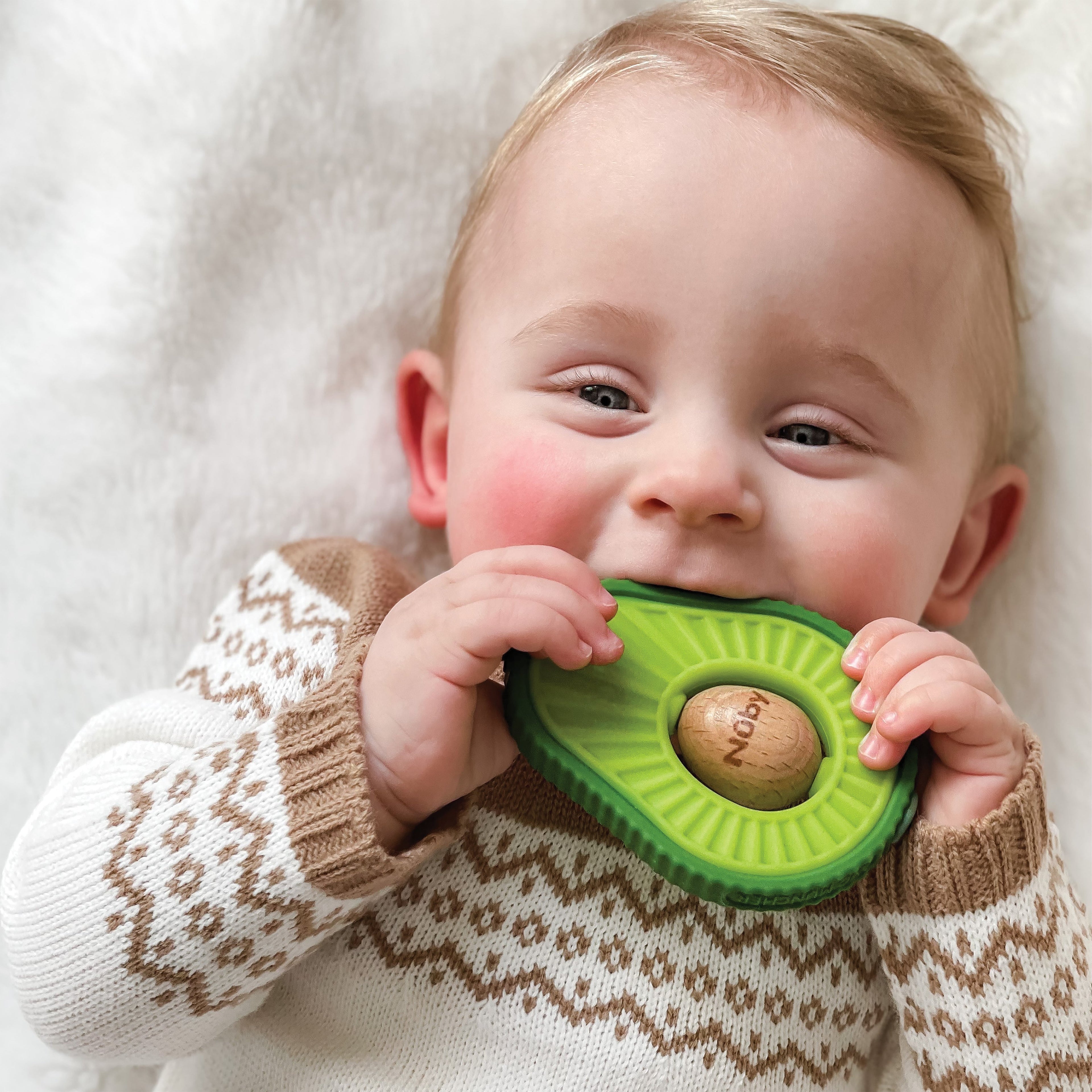 Avocado Muncher Wood and Silicone Teether