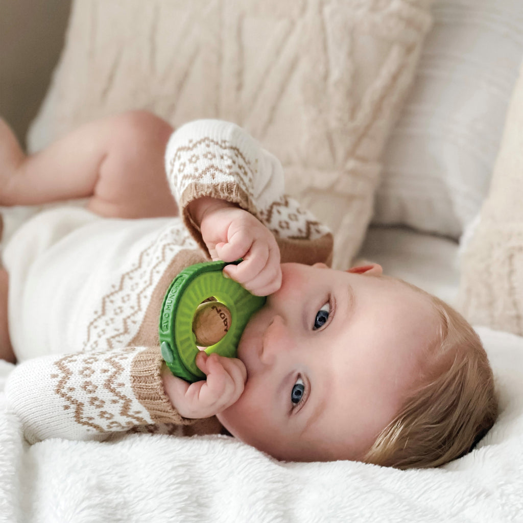 Avocado Muncher Wood and Silicone Teether
